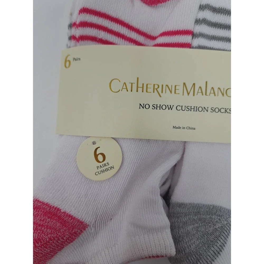 Catherine Malandrino Womens No Show Cushion White Socks 6pk Shoe Size 4-10